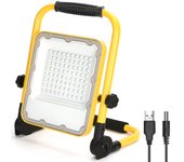 Aigostar Foco LED Bateria 100W,Foco LED Recargable Portátil ,Luz de Trabajo,Impermeable IP65,Función SOS ,Uso para Interior y exterior:Garaje,Camping, reparación de coches,obra,emergencias