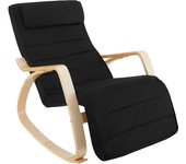Tectake - Mecedora ONDA con reposabrazos y estructura de madera de abedul, Acolchado cómodo con cojín, 150 kg, Reposapiés ajustable en 5 posiciones y almohadillas de fieltro antideslizante, 67 x 115 x 86 cm, Cojín mullido para la cabeza con velcro