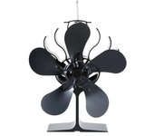 Black Fireplace 5 Blades Heat Powered Stove Fan Log Wood Burner  Quiet Home Fireplace Fan Efficient Heat Distribution Ecofan