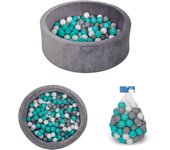Ms - Piscina Bolas Verde - Piscina De Espuma Redonda Blanda de Terciopelo +100 Bolas de 7cm de diámetro -Perfecto regalo para Navidad o Cumpleaños - Viscoelástica Terciopelo Súper Suave