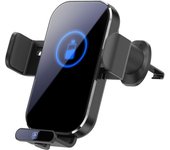 15W Cargador Inalámbrico Coche, [Sujeción Automática] 360° Rotación Soporte Movil Coche Cargador Inalambrico Carga Rápida para Rejilla Compatible con iPhone