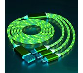 3 in 1 LED Light streamer Micro USB Type C Mobile phone cable For iPhone Samsung Xiaomi Huawei smartphone accessories wire cord
