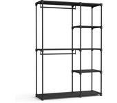 SONGMICS Armario de Ropa, Armario Plegable, Perchero con Barras, Armario de Almacenamiento Abierto, Organizador de Almacenamiento, Guardarropa, Dormitorio, 43 x 124 x 182 cm, Negro/Topo