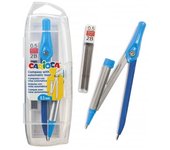 Carioca Pack de Bolsillo Compass 0.5mm + Recarga - Compás Ajustable con Portaminas - Kit de Carga Mina Hb 0.5 - Descenso de la Mina por Clic - Color Varios