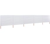 Paraventos de Playa de 5 paneles lienzo Blanco arena 600x80 cm