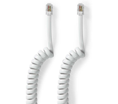 CABLEPELADO Cable telefónico, Cable RJ10, Cable RJ9,Cable RJ22, Cable de teléfono de línea fija, Cable de teléfono en espiral, Longitud en espiral, 4 hilos 4P4C, 4 Metros estirado, Blanco