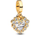 Pandora Charm Colgante Doble con un recubrimiento Corazón Brillante 763765C01 , para Mujer