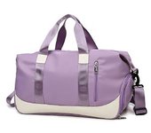 18.5*8.66*9.84 pulgadas Bolsa de lona deportiva para hombres y mujeres Bolsa de gimnasio portátil con bolsa húmeda y compartimento separado para zapatos Bolsa organizadora de viaje corta Práctico bolso de hombro