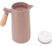 Cafetera portátil de estilo sencillo y elegante de 1 l con mango de madera de haya y gran capacidad, con aislamiento térmico de 12 h, color marrón