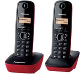 Teléfono inalámbrico panasonic kx-tg1612/ pack duo/ negro y rojo
