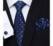 Hot Sale 7.5 cm Tie Pocket Squares Cufflink Set Necktie Pink Purple Hombre Printed  Formal Clothing Accessories Fit Party
