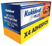 Kukident Pro Plus Crema Fijadora para Prótesis Dental (Pack 4 x 40 gr), Doble Acción