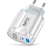 GaN-cargador de teléfono de 65W, adaptador USB + tipo C de carga rápida 5V/6,6a 9V/3A 12V/2,75a 20V/1,67a, enchufe europeo PD33W + QC33W  65W
