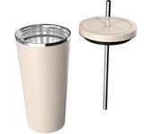 Mikomika Vaso Termo Con Pajita para Café y Te para Llevar en Mano o en Coche - Taza Térmica de Acero Inoxidable con Pajita termo (XG500 BOTELLA 999)