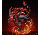 In Stock 20cm Anime Pok é Mon Fire Dragon Black Dragon Spray Fire 1/20 Magical Museum Action Cute Statue Model Toy Decoration