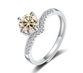 JoyceJelly 1-2 Carat Moissanite Wedding Ring Fashion Women's 925 Sterling Silver Jewelry Classic Six Claw Design Resizable Rings