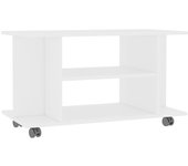 Mueble de TV con ruedas madera de ingeniería blanco 80x40x45 cm