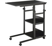 HOMCOM Mesa Auxiliar de Sofá 80x40 cm Mesa Lateral en Forma de C con 4 Ruedas Giratorias Frenos Altura Ajustable 3 Niveles de 72-82 cm Marco de Metal para Salón Cocina