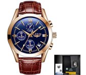 LIGE New Fashion Men's Watches Top Brand Luxury Casual Military Leather Quartz Man Watch Business Waterproof Sports Chronograph
