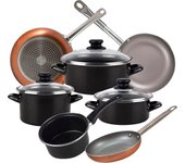 Magefesa Batería de Cocina Kenia de Acero Vitrificado con Juego de Sartenes San Ignacio Optimum Plus en Aluminio Prensado