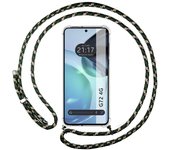 Funda Colgante Transparente para Motorola Moto G72 4G con Cordon Verde / Dorado