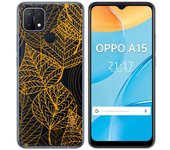 Tumundosmartphone Funda Gel Transparente para Oppo A15 diseño Hojas Dibujos
