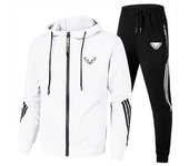 Brand High Quality DYNRFIT Men's Sports Zip Hooded Jacket Suit Trendy Outdoor Print + Pants