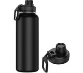 Botella Termo de Acero Inoxidable 550ml Deportiva (10 Colores) - Botella de Agua Térmica Reutilizable  Sin BPA  Mantiene 24H Frio / 12H Calor  Termo y Hermética - Doble Pared a Prueba de Fugas (YD550 999)