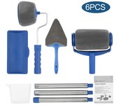 Juego de 6 pinceles para pintar, sin costuras, nuevo rodillo de pintura multifunción tipo tambor, pincel de esquina para el hogar, herramienta de pintura, cepillo azul y gris