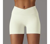 Crossover Waist Women Sport Shorts Yoga Shorts Gym Workout Running High Waist Yoga Shorts Push Up Hip Seamless Fitness Shorts