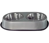 Comedero o bebedero doble inoxidable antideslizante para perros y gatos - 750 ml /15 cm