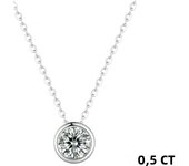 BAMOER 1 Carat Bazel Moissanite Necklace D color VVS1 Lab Grown Diamond Necklace for Women 925 Sterling Silver Wedding Jewelry
