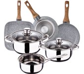 Batería de Cocina San Ignacio Cassel de Acero Inoxidable con Sartenes y Grill Daimiel