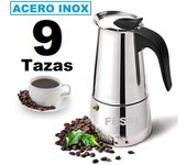 Cafetera Acero Inoxidable con Asa de Plastico 9 Tazas Color Plata - Italiana Inducción para Espresso