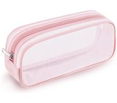 Estuche de malla para lápices para niñas y niños, portalápices con cremallera para niños, organizador de escritorio portátil para adolescentes, material escolar y de papelería (rosa)