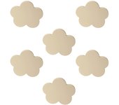 6 Un. TIRADOR Pomo Mueble BEBÉ Nube madera lacada beige claro arena 68x58mm
