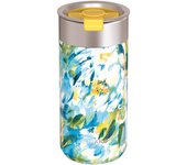 Vaso Térmico Acero Inoxidable Quokka 400ml Blue Peonies, Taza Reutilizable Café Te Frío y Caliente y bebidas