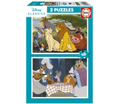 Puzzle 2X48 piezas Animales Disney (La Dama y el Vagabundo y El Rey León) (Educa 19996)