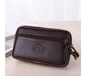 Multifunctional Leather Waist Packs Solid Color Men Business Style Belt Bag Horizontal And Vertical Section Wallet Case Purse