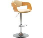 vidaXL Taburete de cocina de madera curvada y cuero sintético crema