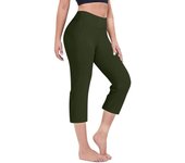 Women Elastic High Waist 3/4 Pant Casual Active Fit Wide Capris Leg Pants Trousers With Pockets Pants for Women Women’s Pants