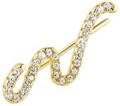 Earcandy Jewelry Pendiente Trepador Curvy en Plata de Ley con Baño de Oro y Circonitas Blancas