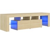 vidaXL Mueble de TV con luces LED 140x36,5x40 cm, Mueble de Salon, Mueble TV, Mueble TV salon, Mesa de TV, Mueble tele