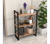 Librería Skørping de 3 niveles aglomerado/metal 90 x 65 x 30 cm - efecto madera y negro [en.casa]