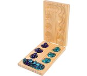 Mancala Juego de Mesa Juego de Juguetes: Juego de Mármol with Tabla de Madera Piedras de Vidrio de Color Bolsa