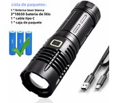 Super Bright LED Flashlight USB Rechargeable Tactical Torch 30000 Lumens Powerful Lantern Camping Outdoor Lamp IPX67 Waterproof