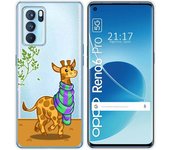 Funda Silicona Transparente para Oppo Reno 6 Pro 5G diseño Jirafa Dibujos