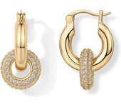 Pendientes de Ao y Huggie convertibles chapados en oro de 14 Quilates-Pendientes de Gota de zirconia cúbica CZ para Mujer Oro Amarillo
