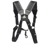 arnes piel cruzado para saxofon ancho 40 mm. SD51-2 modelo para hombre, mosqueton plastico negro