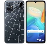 Funda Silicona Transparente para Vivo Y55 5G diseño Araña Dibujos